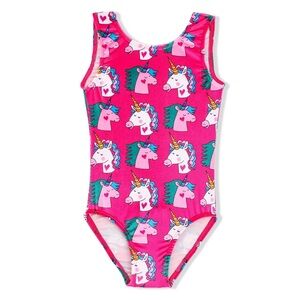 Girl power sport unicorn velvet fuchsia leotard